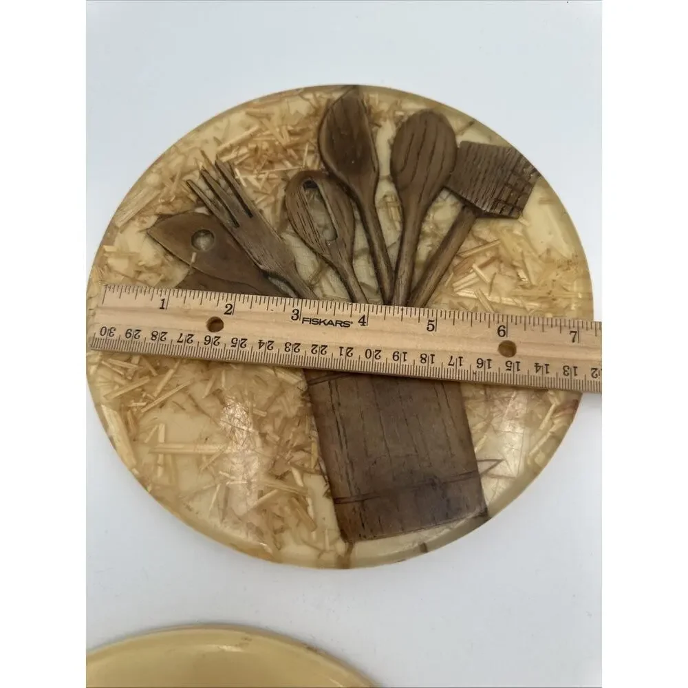 Set Of 2, 70’s Trivets -Hotplates Acrylic Wood Work Design